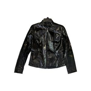 23RD ST Women's Embossed 100% Leather Shell Jacket Sz SM